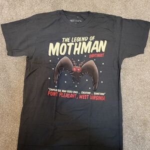 Hot Topic Black Mothman Graphic Tee with Red and Cream Print